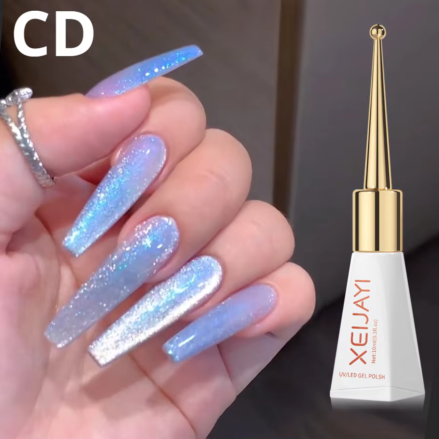 XEIJAYI vernis Gel œil de chat vert paillettes Gel magnétique émaux Semi-permanents