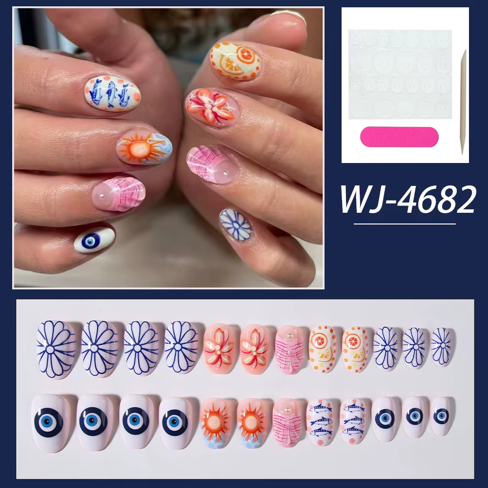 24 faux ongles en gel 3D Ellipse