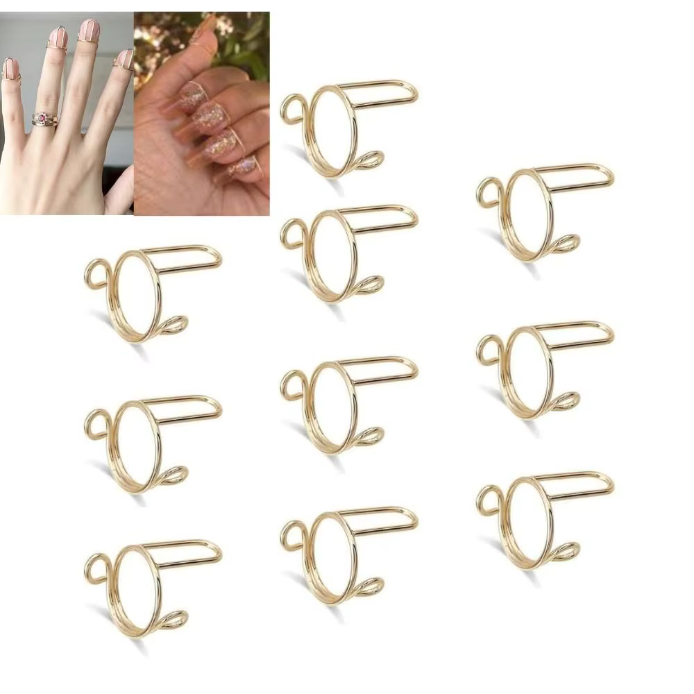 Bagues à Ongles Réutilisables en Argent pour Nail Art