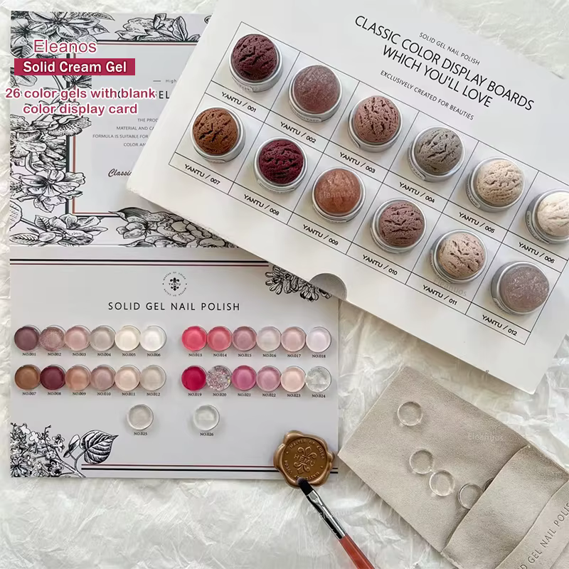 Eleanos Straberry rose marron 26 pièces Gel crème solide vernis Gel de peinture professionnelle avec nuancier pour Nail