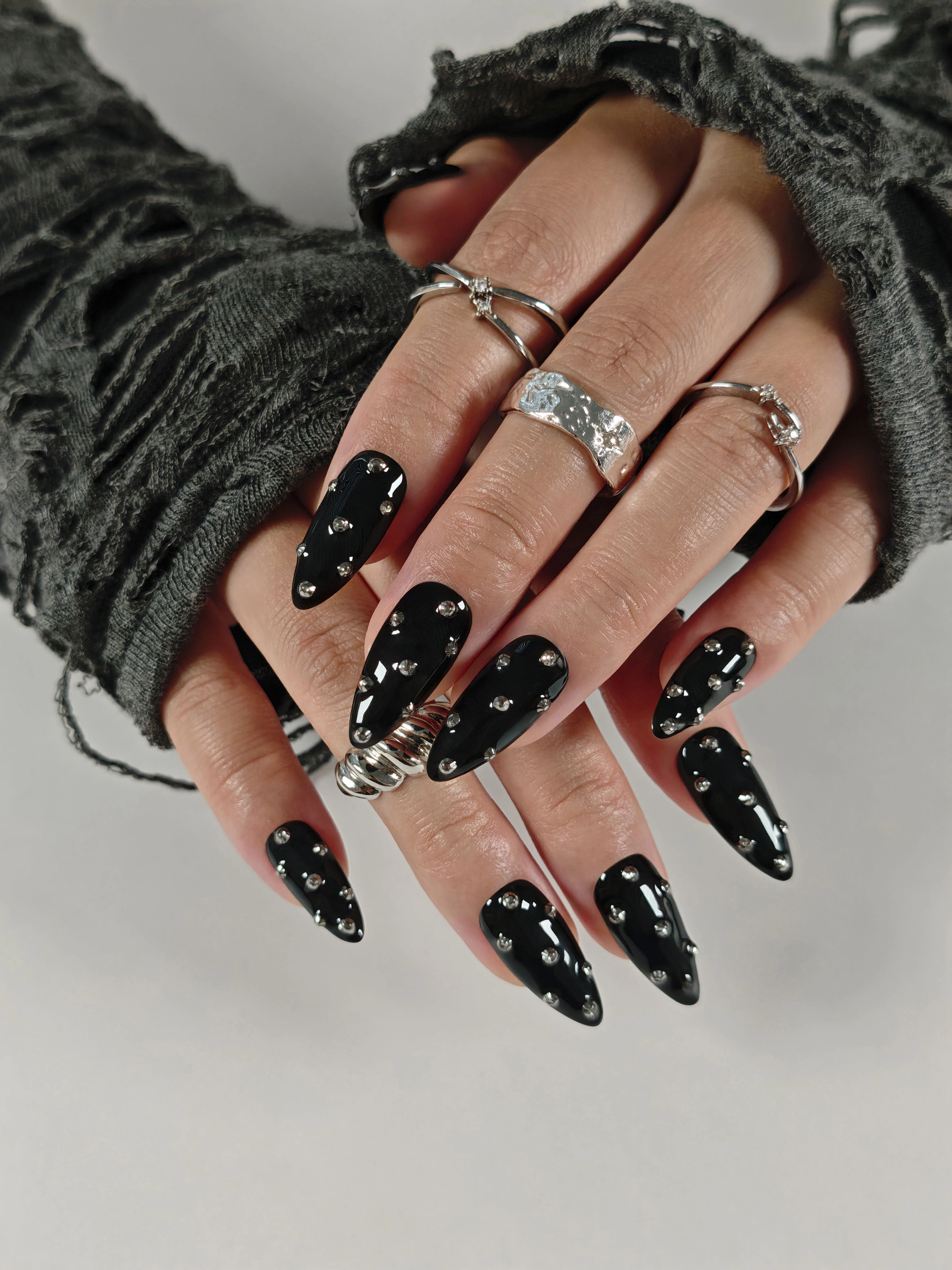 10 pièces de longs ongles à pression faits à la main en amande