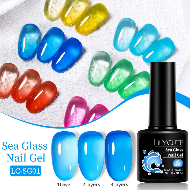 LILYCUTE 7ML gelée verre Gel vernis à ongles Semi-transparent bleu mer