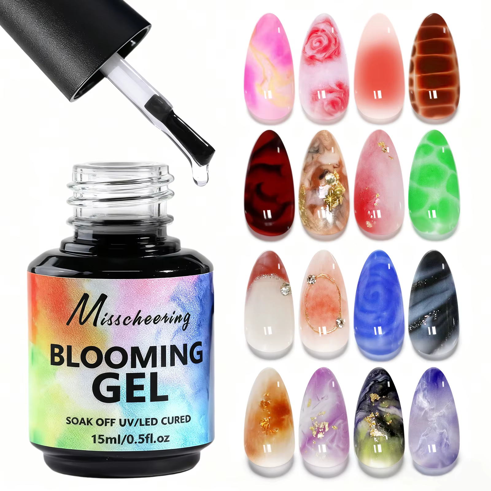 Gel à ongles de noël à fleurs claires