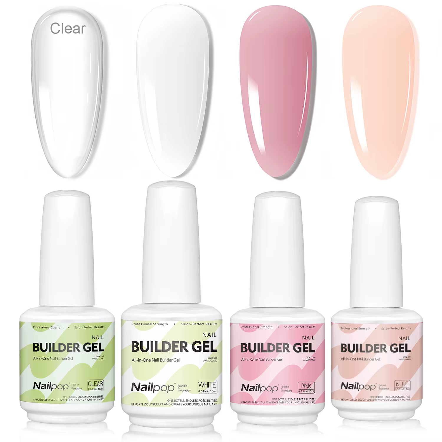 Nailpop 7 en 1 constructeur Gel multicolore clair blanc rose nu 15ml ongles Apex et Extension renforcement Gel UV pour bricolage maison Salon
