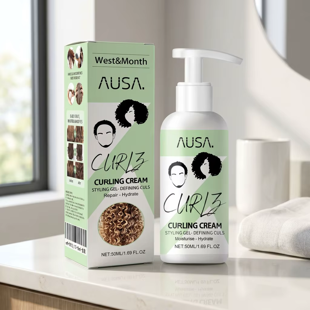 Crème Coiffante Définition des Boucles Lotion Hydratante Réparatrice Cheveux Secs Anti-Frisottis Quotidienne Portable pour Cheveux Bouclés 50ml