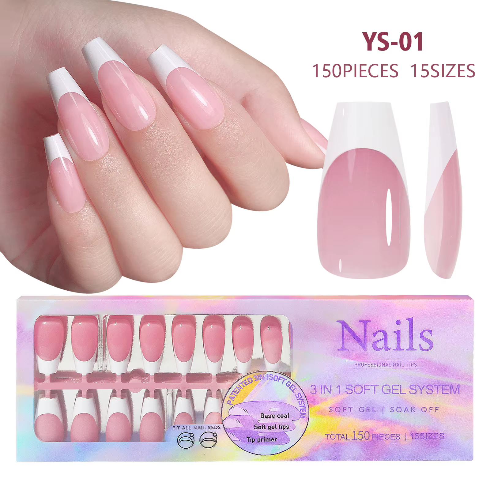 150 pièces faux ongles blanc nu besoin de colle adhésive paillettes presse