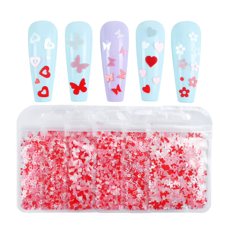1 paquet saint valentin rose rouge Nail Art paillettes