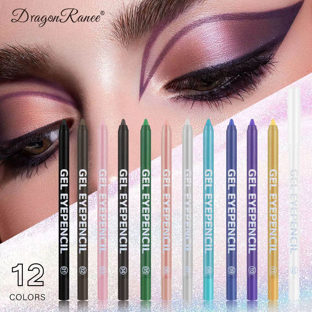 Crayon Eyeliner Gel mat 12 couleurs, doux, facile à porter, coloré, blanc, jaune, bleu, rose, perle, brillant, stylo, crème, outil de maquillage