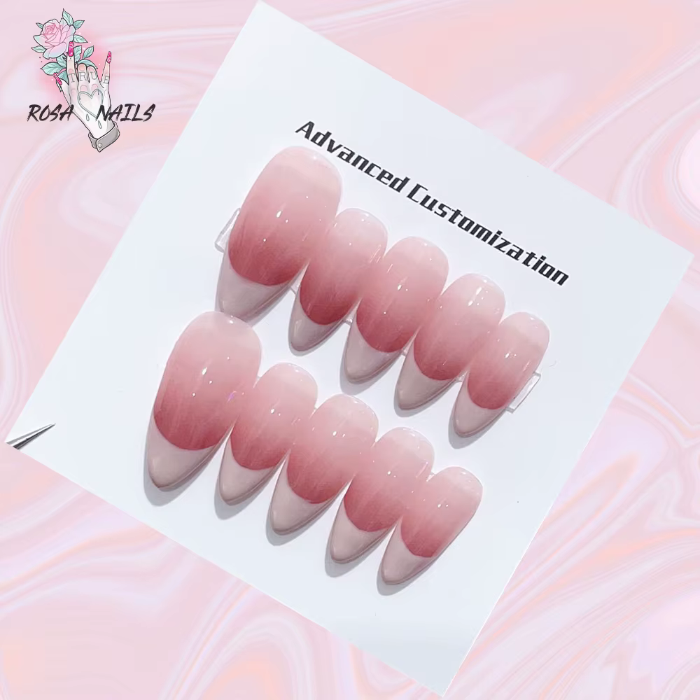 ROSA NAILS-Ensemble de faux-ongles à pression