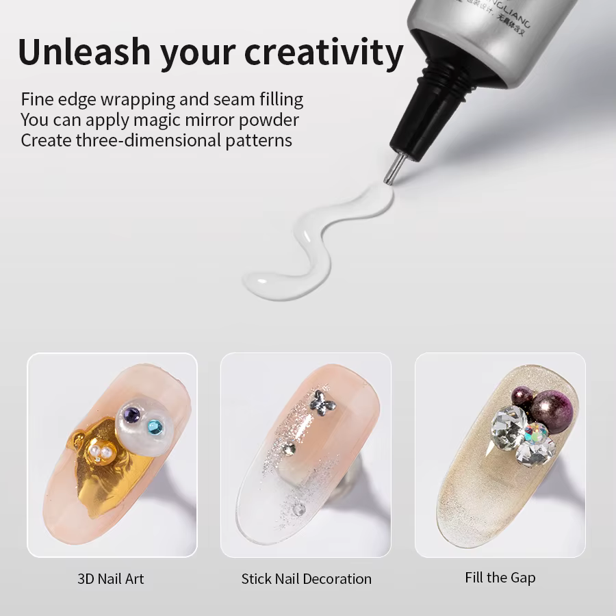 RSNAIL sans lingette strass Gel pour ongles 15g 3D Chrome Nail Art dessins