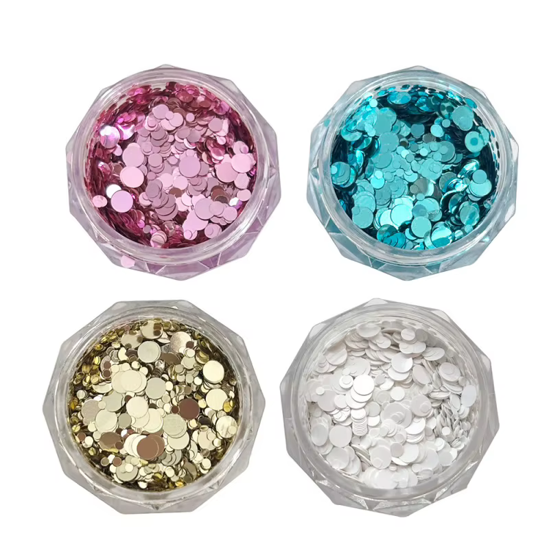 1 boîte de paillettes rondes à pois pour ongles