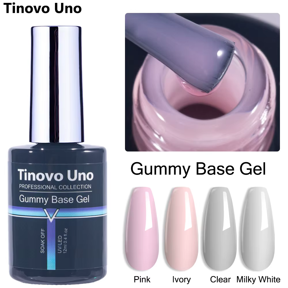Tinovo Uno Gel de Base gommeux vernis à ongles UV blanc laiteux clair Camouflage
