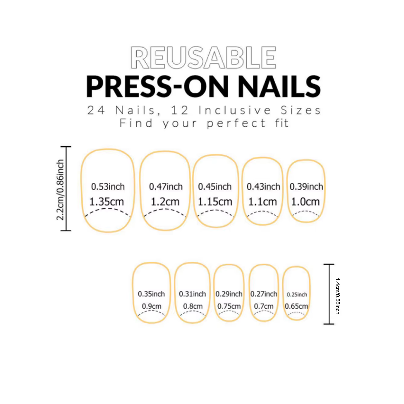 Faux ongles courts en forme d'amande
