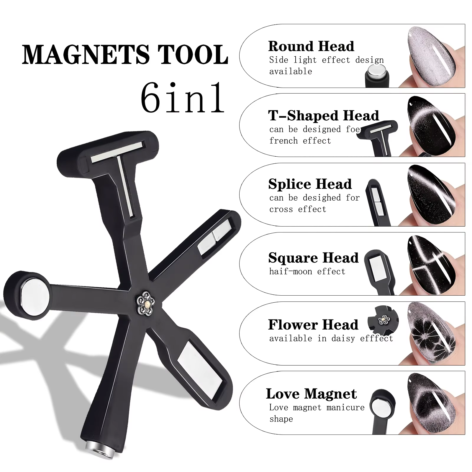 Aimant pour ongles 6 en 1