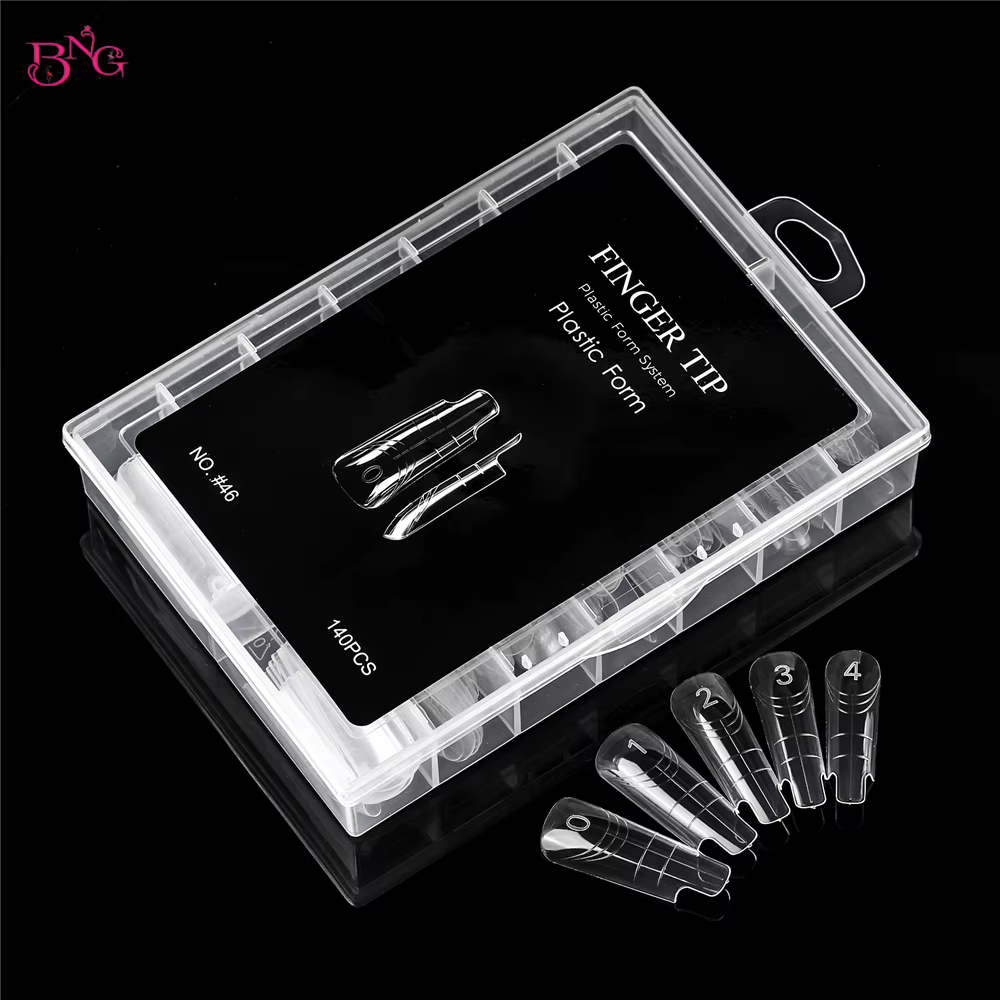 BNG 140 pièces/boîte formes d'ongles carrées pour Gel UV moule d'extension de construction rapide en plastique double