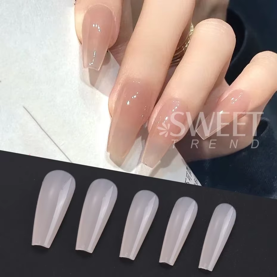 100 pièces nu rose faux ongles presse