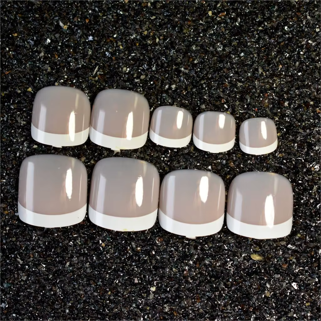 Faux ongles français Beige et blanc