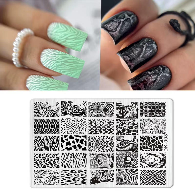 Image animale serpent léopard ongles estampage tigre zèbre
