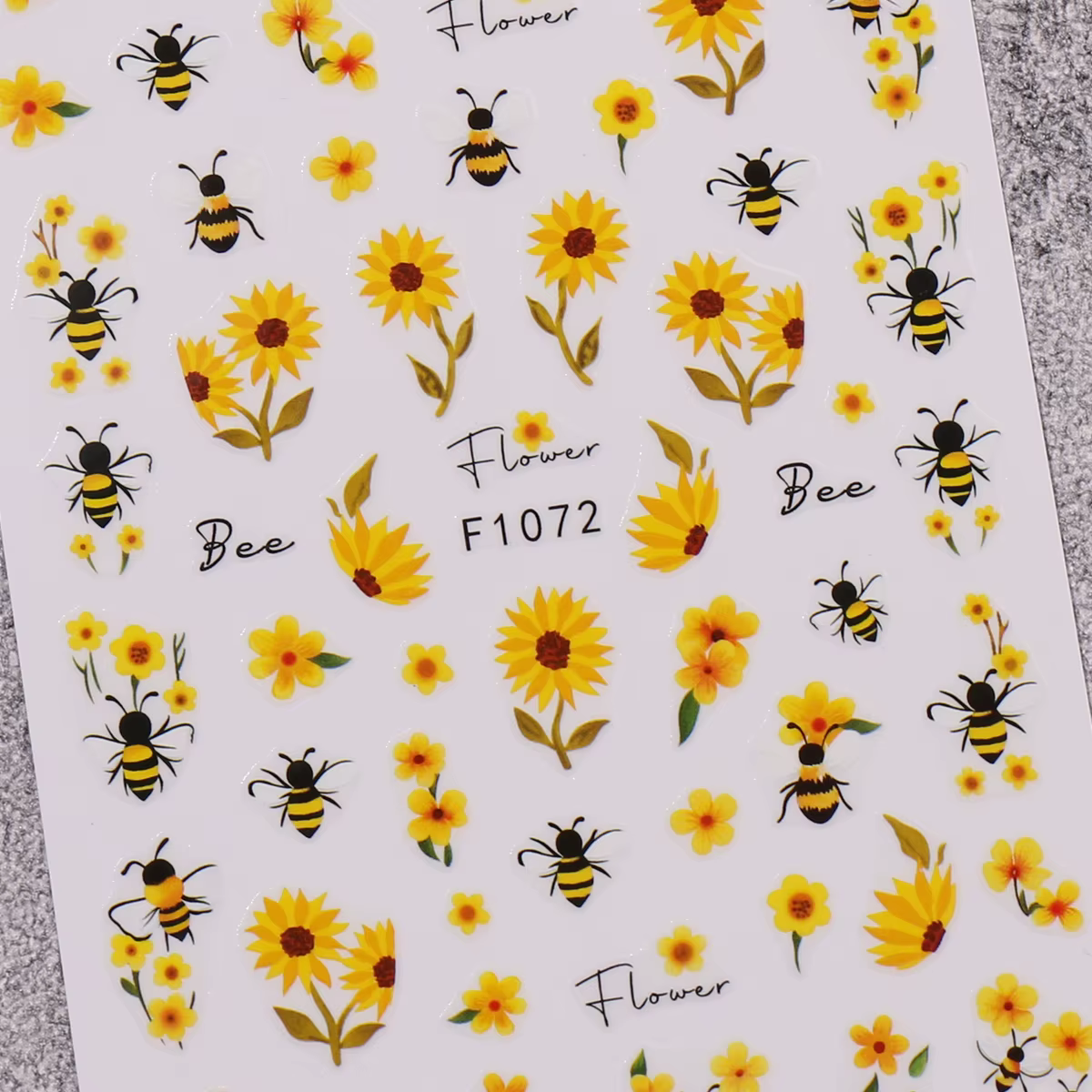 2 autocollants pour ongles abeille tournesol printemps et été