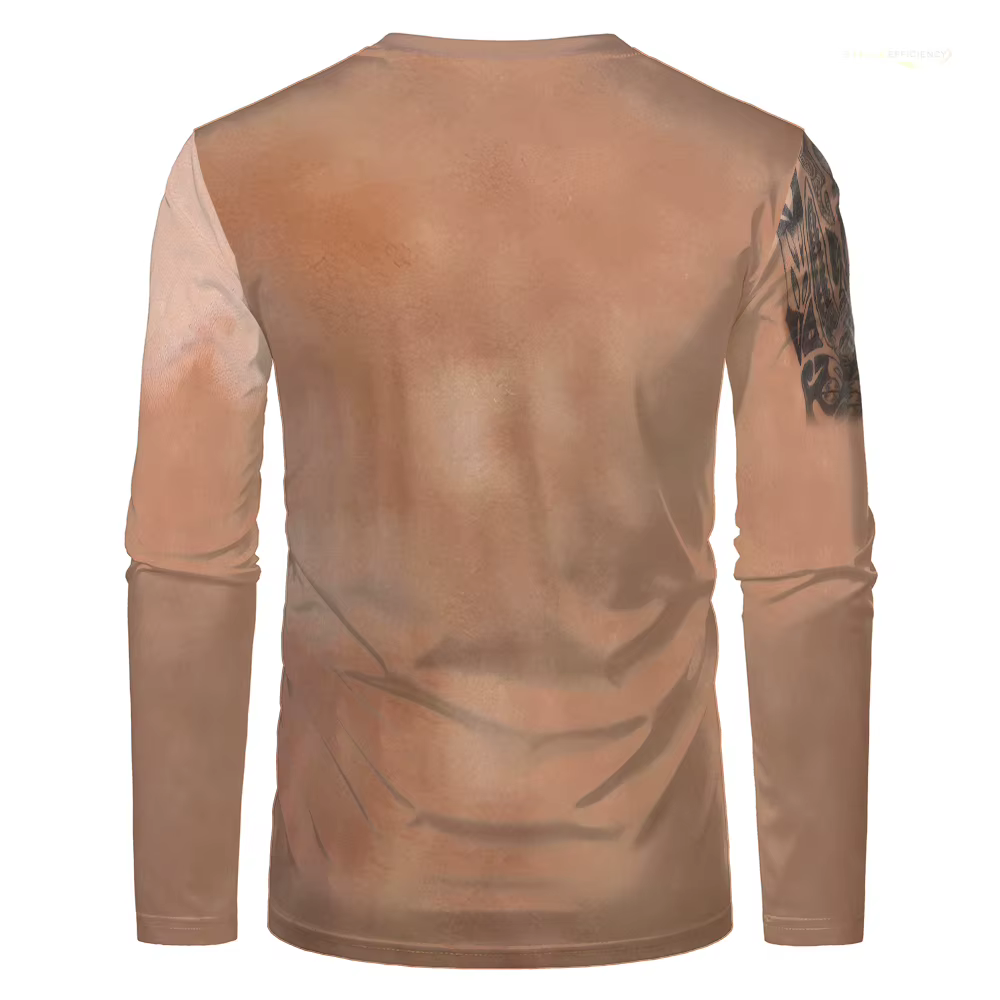T-shirt à manches longues et col rond pour hommes et enfants, T-shirt décontracté, Faux muscle, Body 3D Print, Halloween, Funny Cosplay, Muscular, Y-Tees, Fashion
