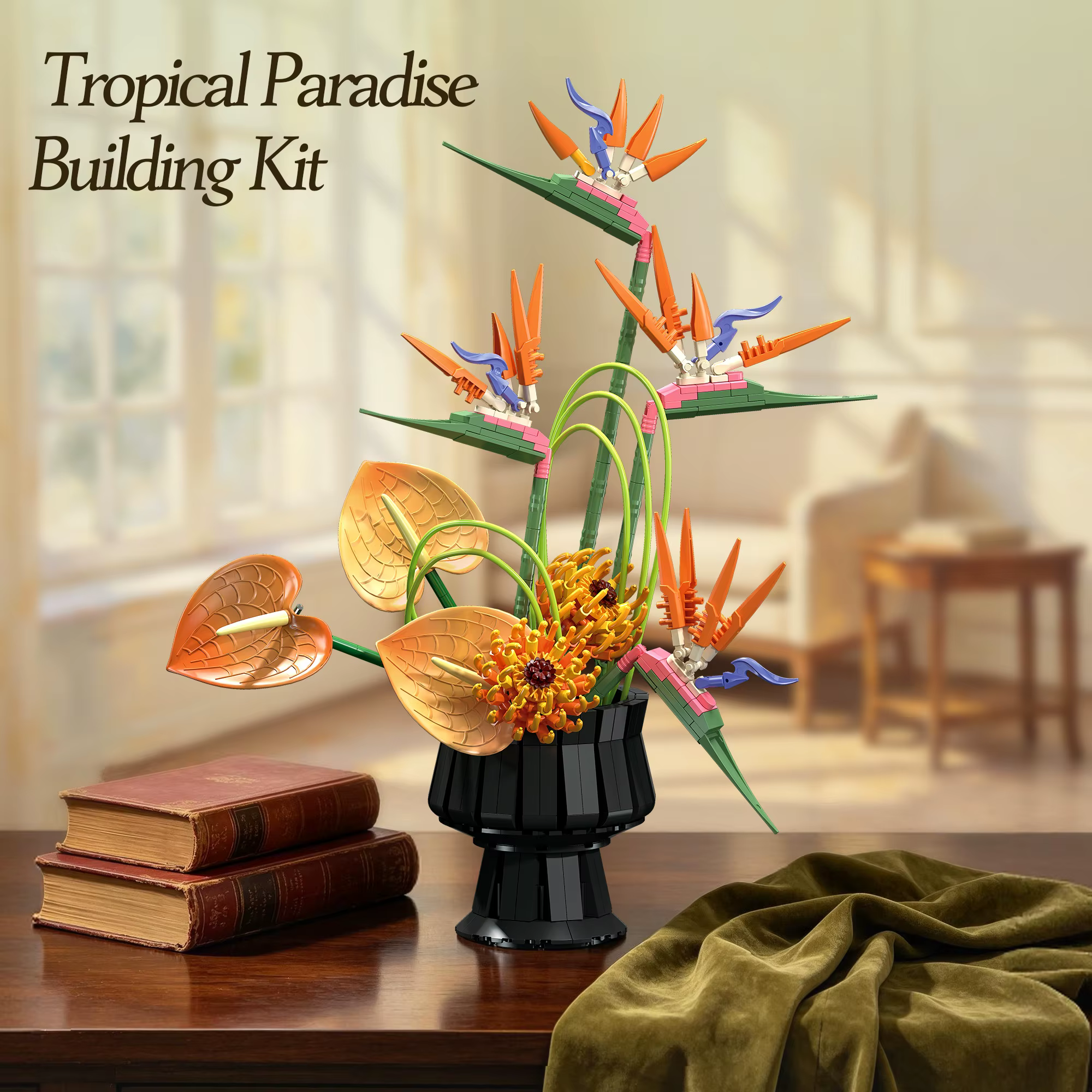 796 pièces Blocs de construction Plante Oiseau de paradis, Fleur botanique en pot, Décoration de bureau, Briques DIY, Jouets pour adultes, Cadeaux