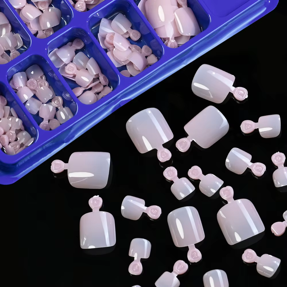 120 pièces nu rose court carré presse sur les ongles naturel-couleur unie Gel doux faux