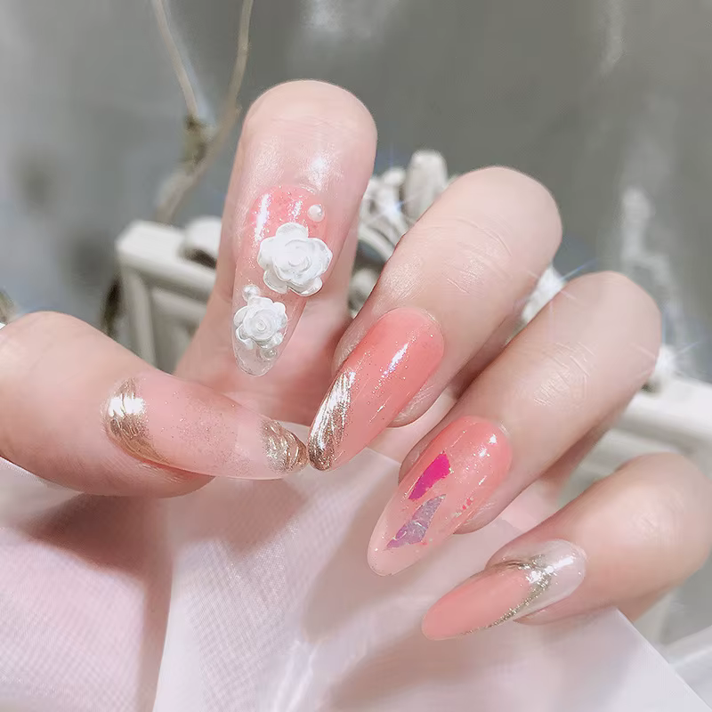 50pcs mignon nouvelle résine Mini 3D blanc plaqué Rose ongles strass gemmes paillettes Nail Art bijoux manucure