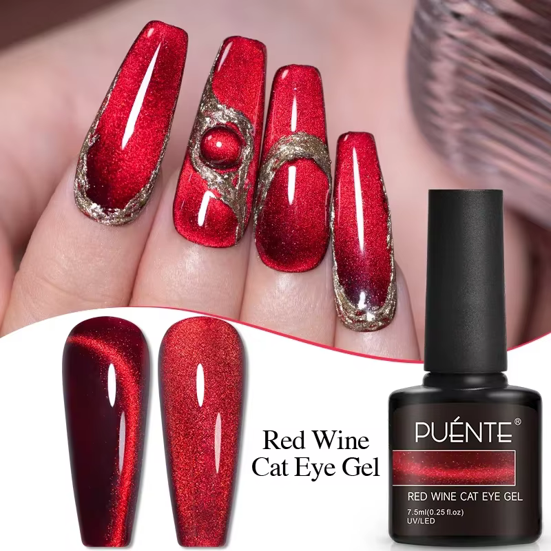 Vernis à ongles gel magnétique rouge rubis super brillant 7
