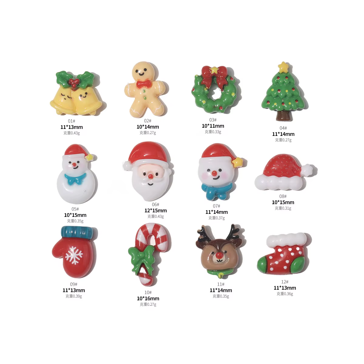Série de noël, accessoires pour Nail Art, breloques en résine 3D, cloches mignonnes, renne, bonhomme de neige, dessin animé, décorations polyvalentes pour ongles d'hiver