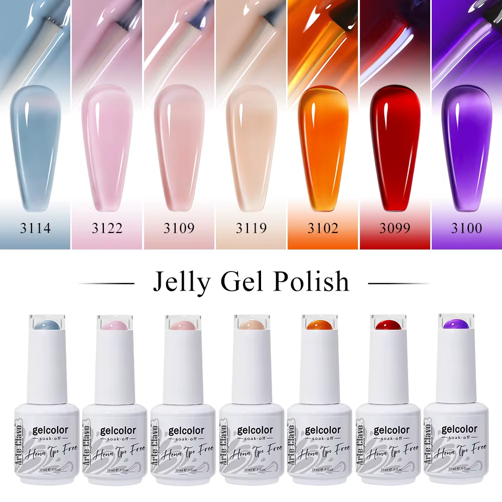 Arte Clavo 15ml gelée Gel vernis à ongles 70 couleurs rouge Semi translucide Gel