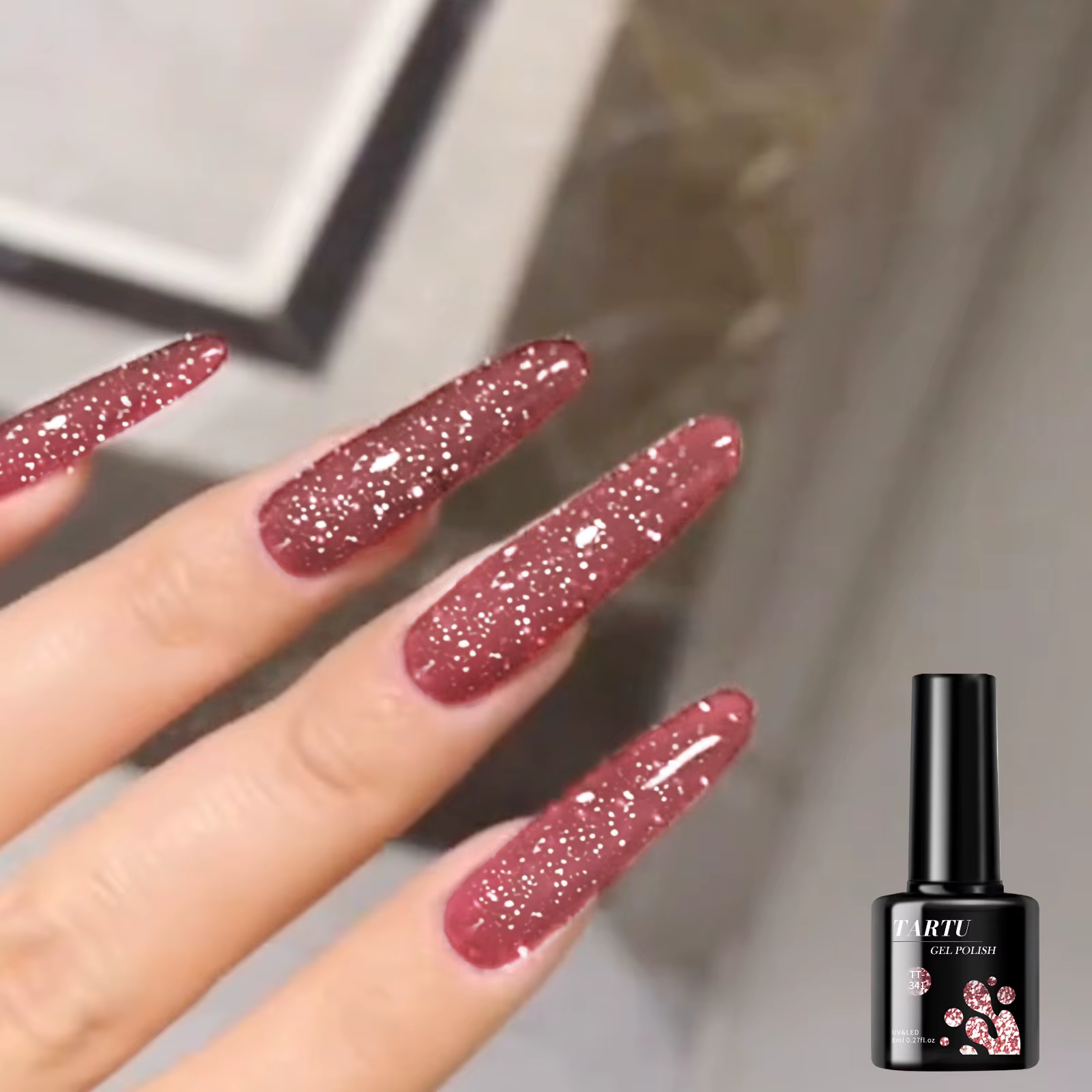 Vernis à ongles Gel rouge noir à paillettes brillant