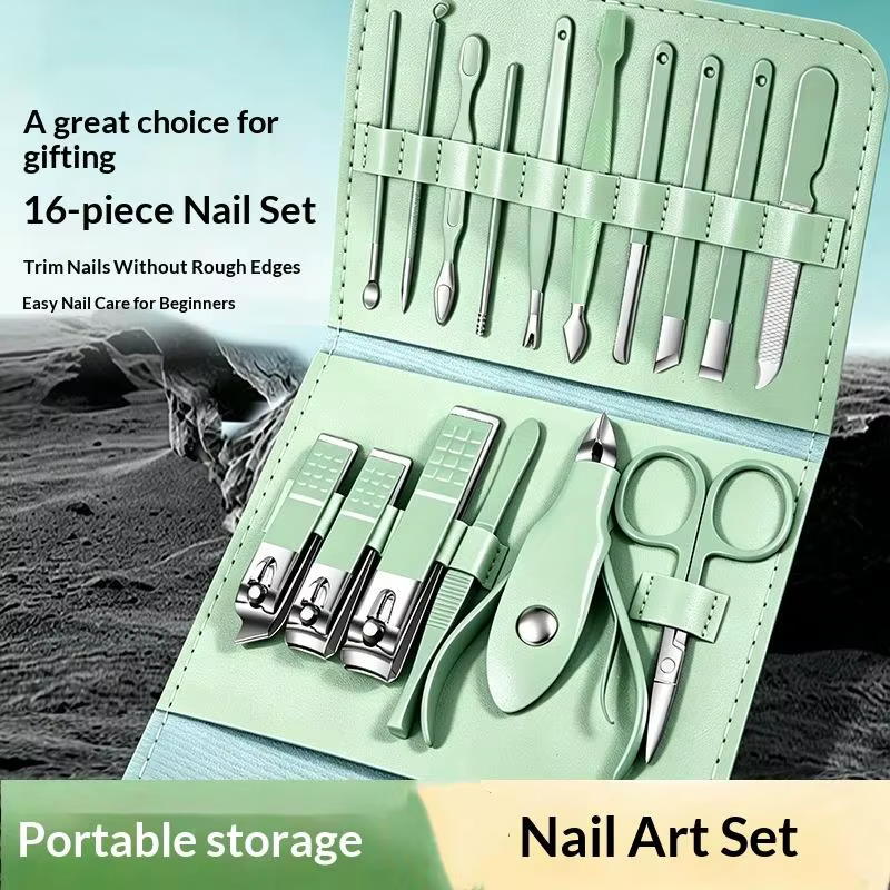 Kit de manucure et pédicure professionnel 4/16 pièces, coupe-ongles, pinces à cuticules, avec étui de voyage