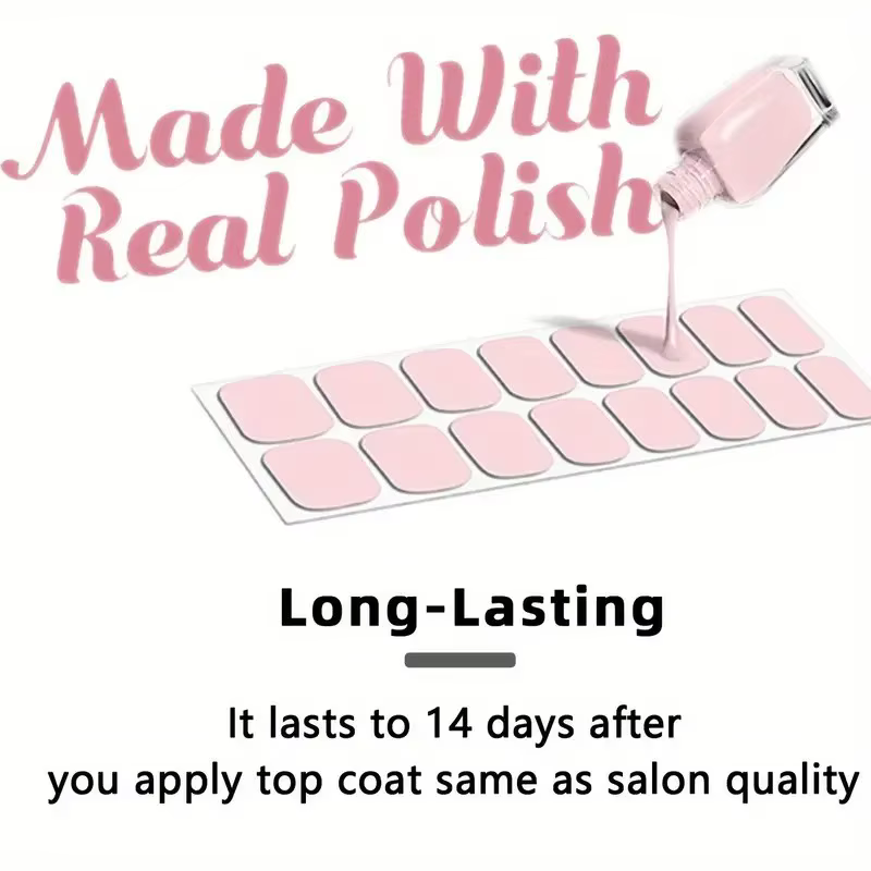 Autocollants pour ongles en Gel auto-adhésif rose