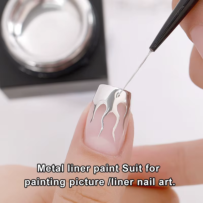 AS 5ml argent métallique peinture Liner Gel vernis Super brillant miroir Gel