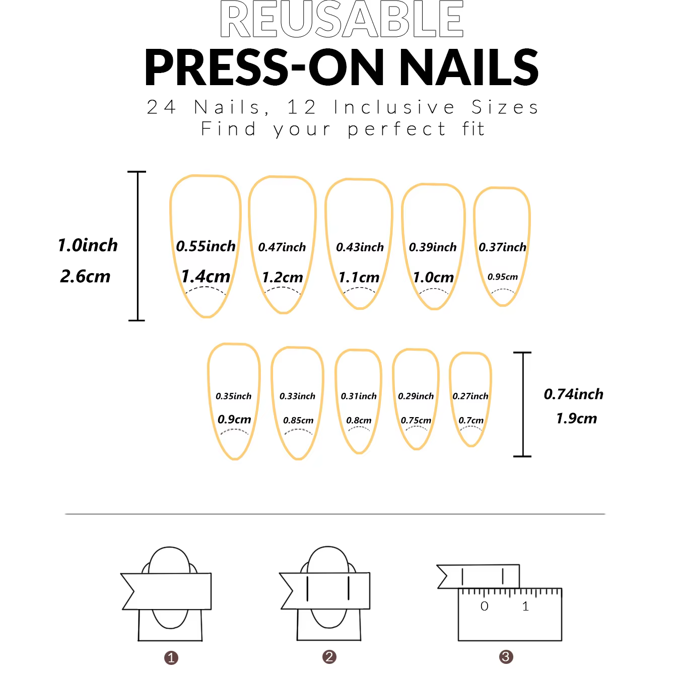 24 faux ongles bleus en forme de ballerine