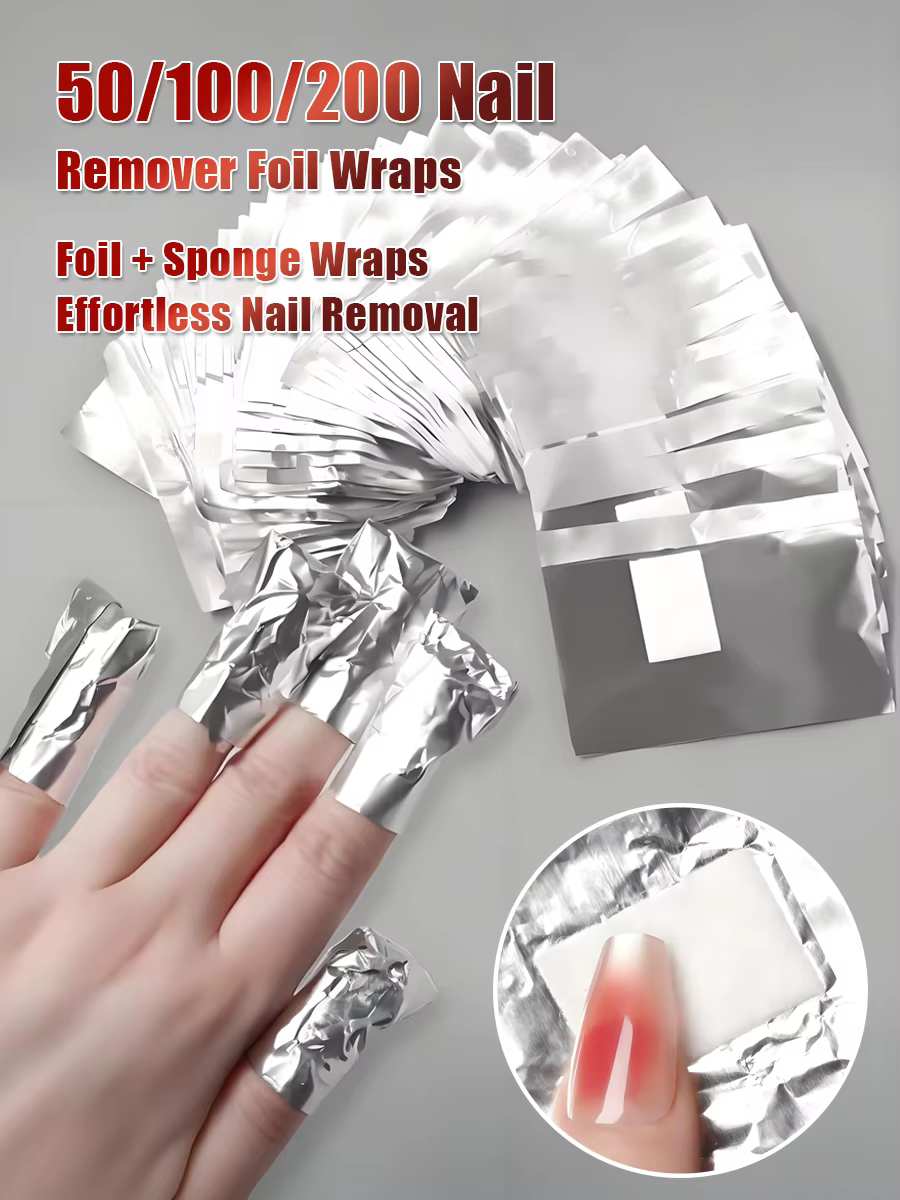 Serviettes démaquillantes pour ongles avec tampons en coton et feuille d'aluminium pour le nail art