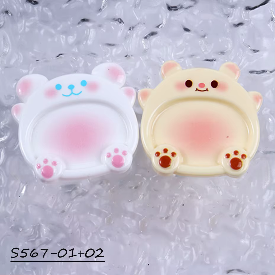 Palette de mélange de couleurs pour nail art, 2 pièces, motif ours de dessin animé mignon, outils de manucure pour peinture et dessin au gel