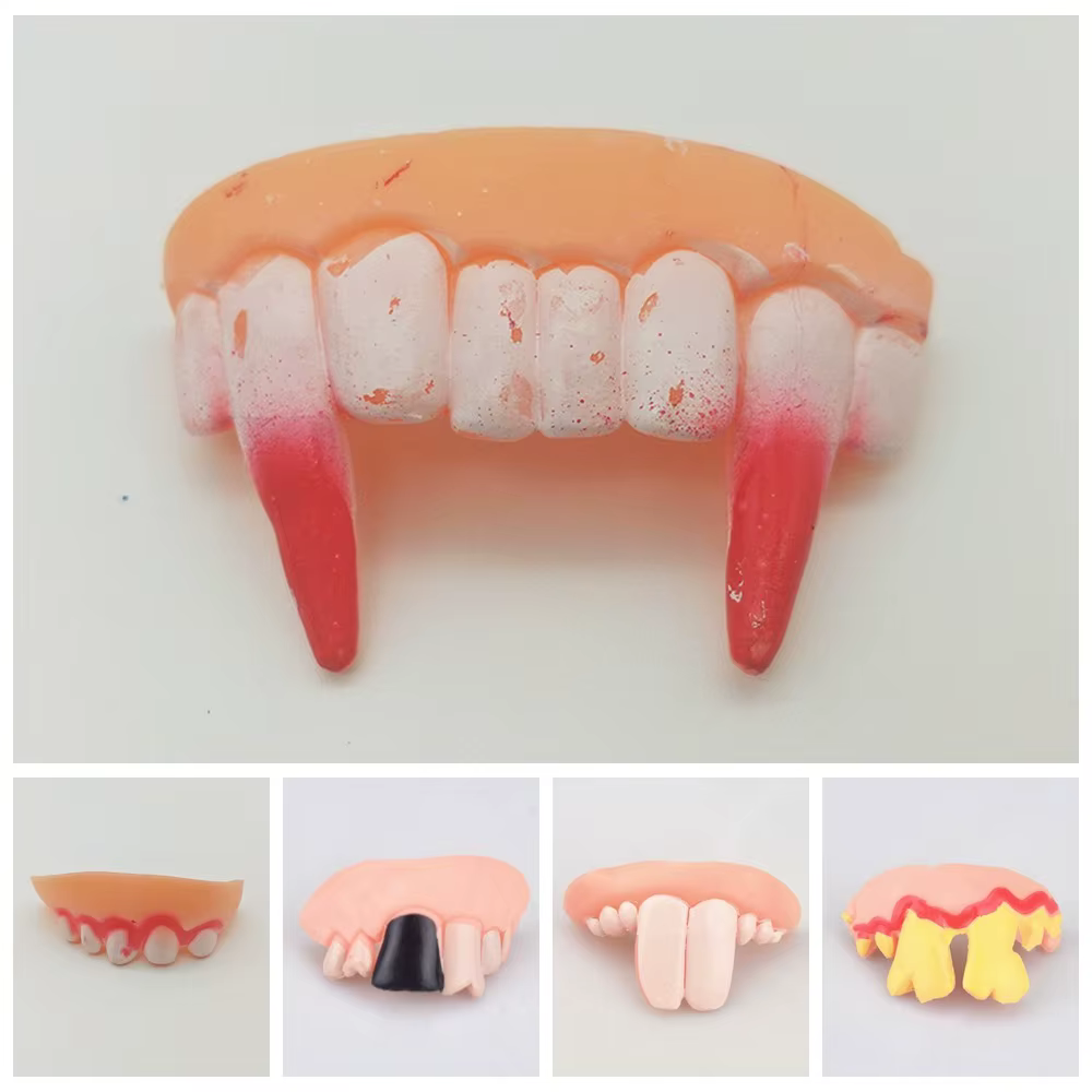 Prothèses dentaires amusantes, 10 styles, fausses dents en caoutchouc, jouet choquant, fausses dents, Gadgets de nouveauté
