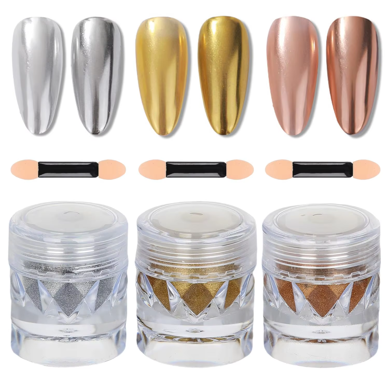 Ensemble de 3 poudres à ongles effet miroir