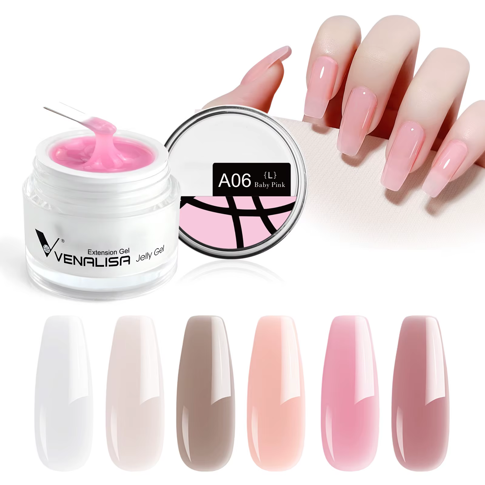 VENALISA Gel de gelée 50ml rose Collection nue ne brûle pas Gel dur tremper UV LED Extension douce constructeur ongles Gel manucure