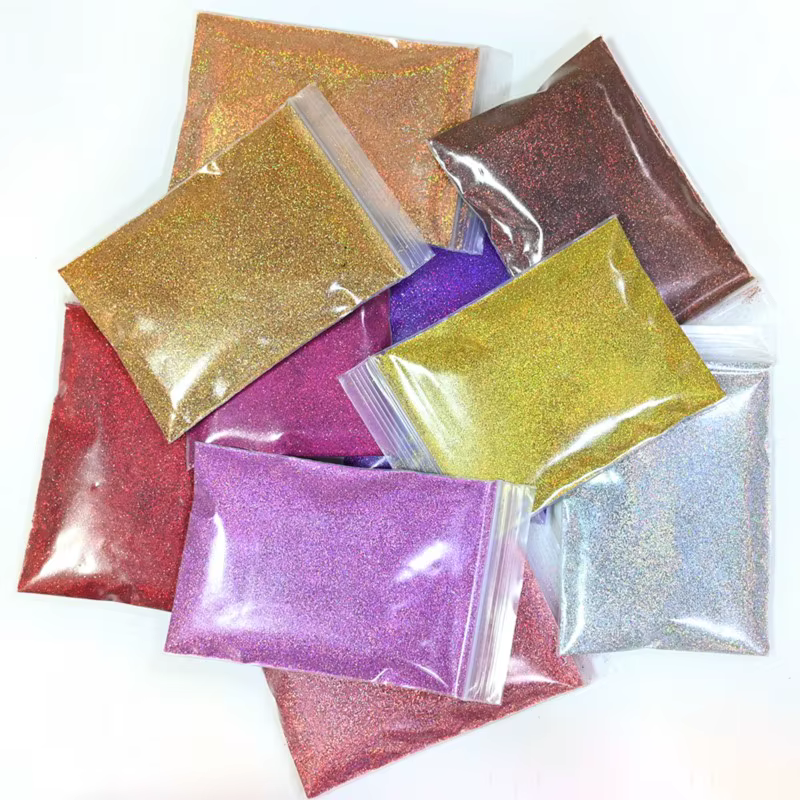 Poudre de paillettes holographiques arc-en-ciel pour les ongles