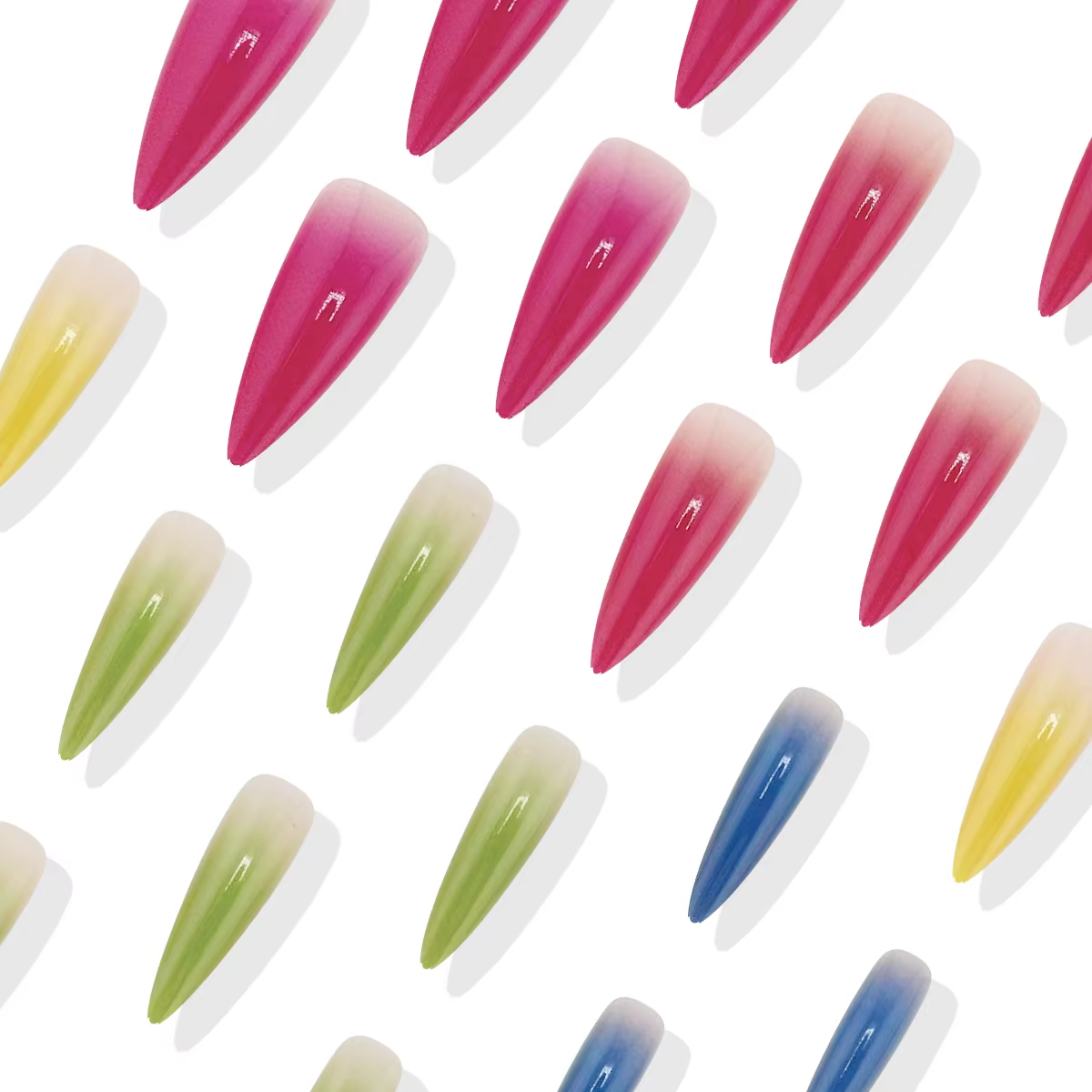 Spicy Girl's Cool Y2k faux ongles arc-en-ciel dégradé longs