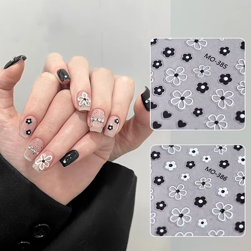 Autocollants pour ongles 3D en fleurs