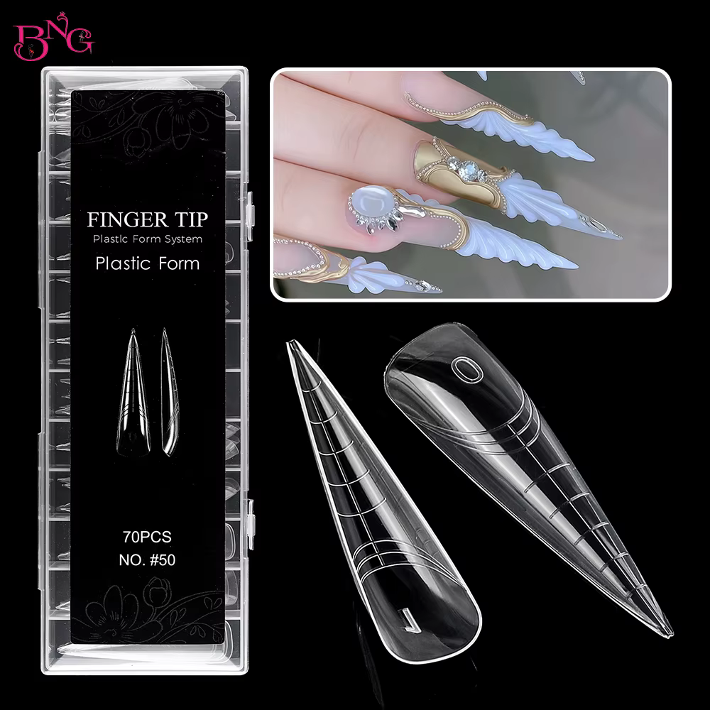 BNG 70/140 pièces griffe de chat ongles incurvés double formes pour Extension acrylique réutilisable couverture