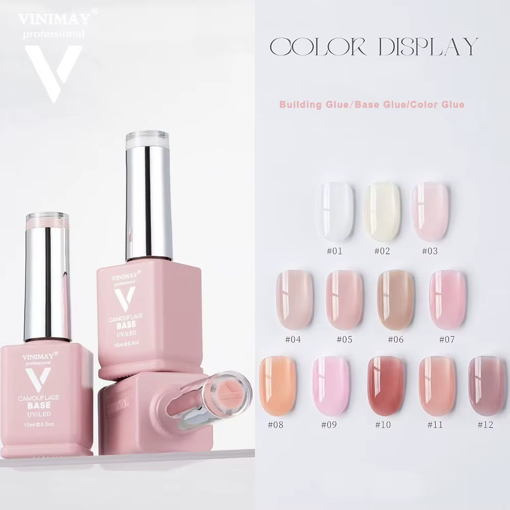 Kit de vernis gel couleur nude Rose Rose 12 pièces avec nuancier, gel de construction effet gelée, gel soak-off et primer couleur, pour salon de manucure, vente en gros
