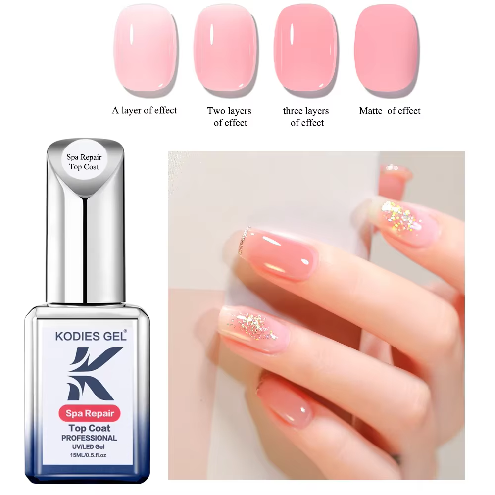 KODIES GEL Spa réparation couche de finition blanc laiteux gelée rose Gel vernis à ongles