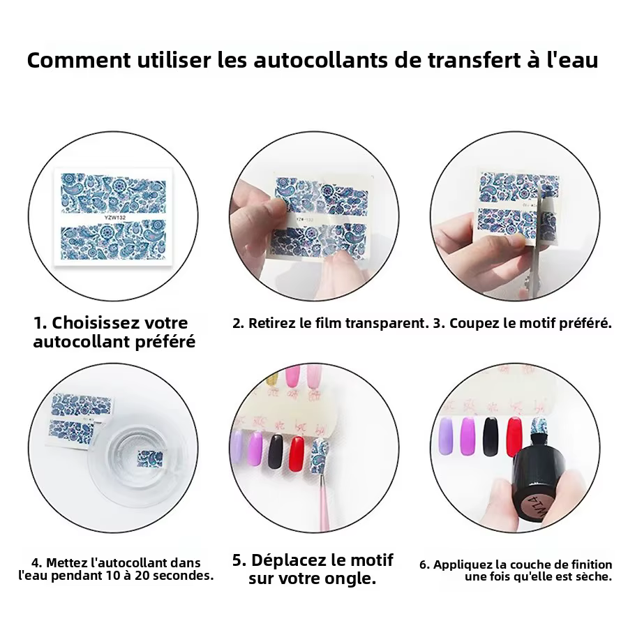 Autocollants de transfert d'eau pour Nail Art