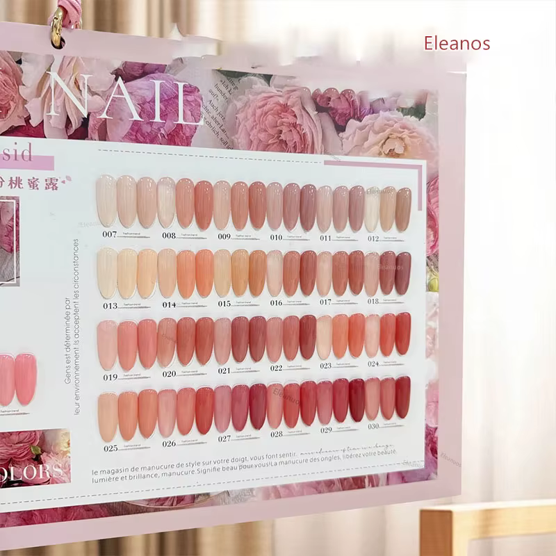 Eleanos rose pêche 30 couleurs 15ml gelée Gel vernis avec ColorCard nu transculent tremper UV LED clair manteau Gel Salon de manucure Kit