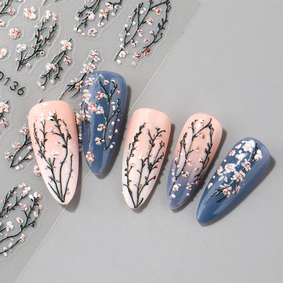 Breloques fleurs ongles autocollants Floral floraison fleur de cerisier