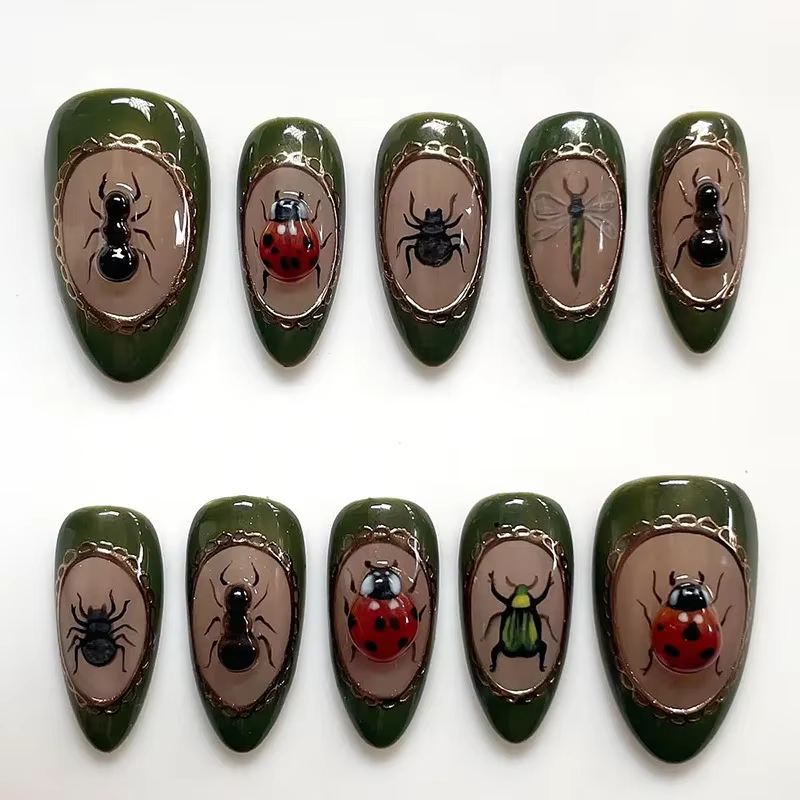 24 pièces mignon rouge pomme modèles presse sur ongles rose français avec étoile Plaid faux